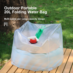 20L Portable Folding Water Storage Bag PVC Bucket with Valve Supplies for Outdoor Camping