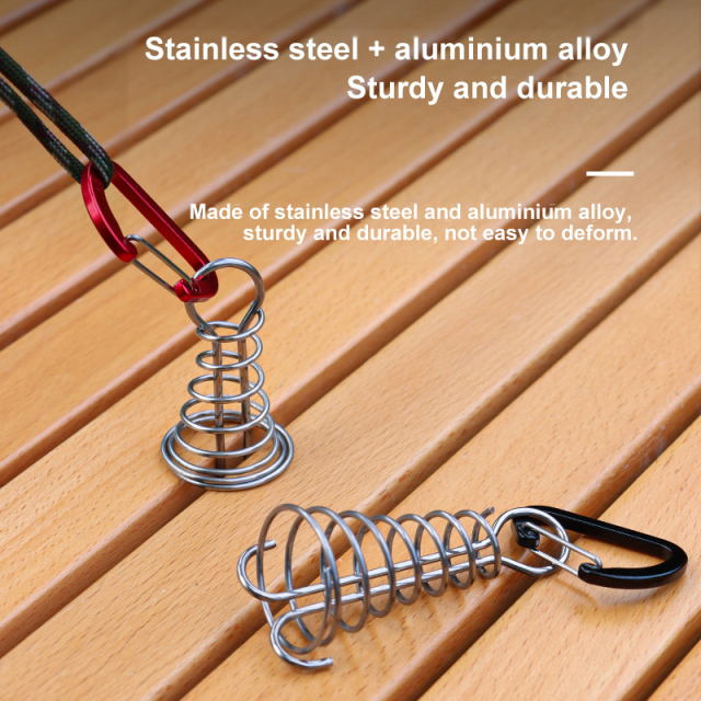 Stainless Steel Fixed Tent Rope Buckle Plank Hook Spring Wind Rope for Hanging Camping