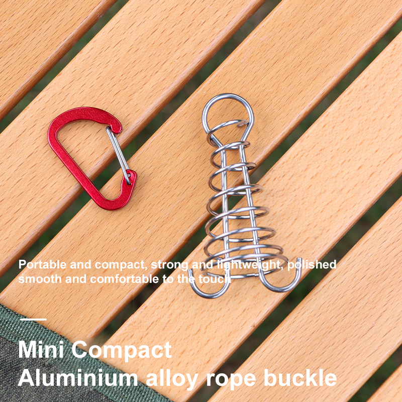Stainless Steel Fixed Tent Rope Buckle Plank Hook Spring Wind Rope for Hanging Camping