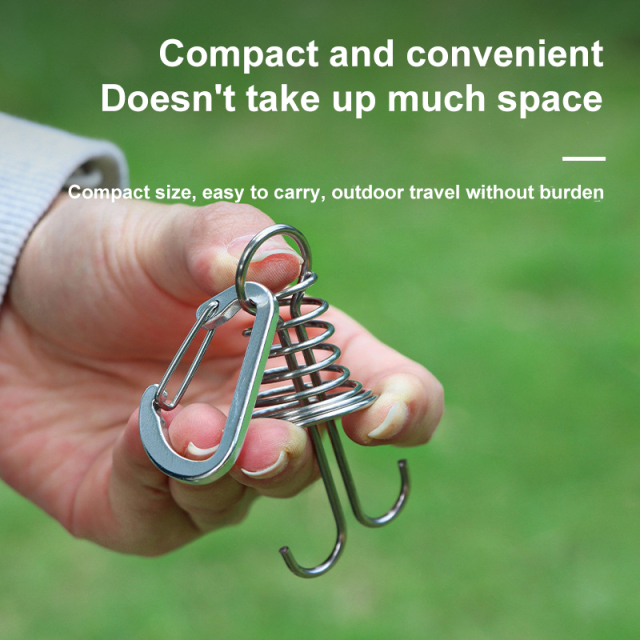 Stainless Steel Fixed Tent Rope Buckle Plank Hook Spring Wind Rope for Hanging Camping