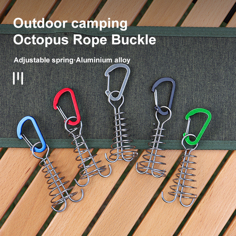 Stainless Steel Fixed Tent Rope Buckle Plank Hook Spring Wind Rope for Hanging Camping