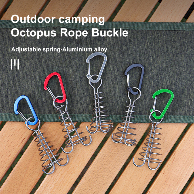 Stainless Steel Fixed Tent Rope Buckle Plank Hook Spring Wind Rope for Hanging Camping