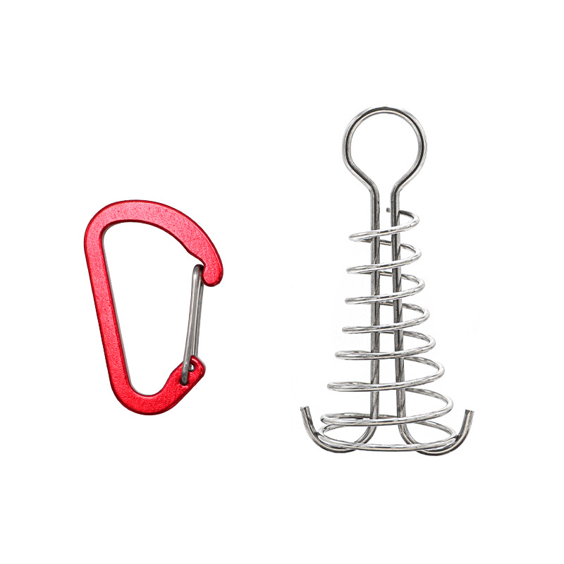 Stainless Steel Fixed Tent Rope Buckle Plank Hook Spring Wind Rope for Hanging Camping