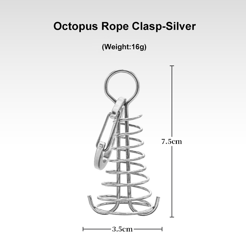Stainless Steel Fixed Tent Rope Buckle Plank Hook Spring Wind Rope for Hanging Camping