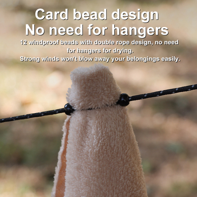 Card Bead Clothesline 3m Hanger Free Reflective Windproof Adjustable Portable Storage Rope Outdoor Hanging Rope