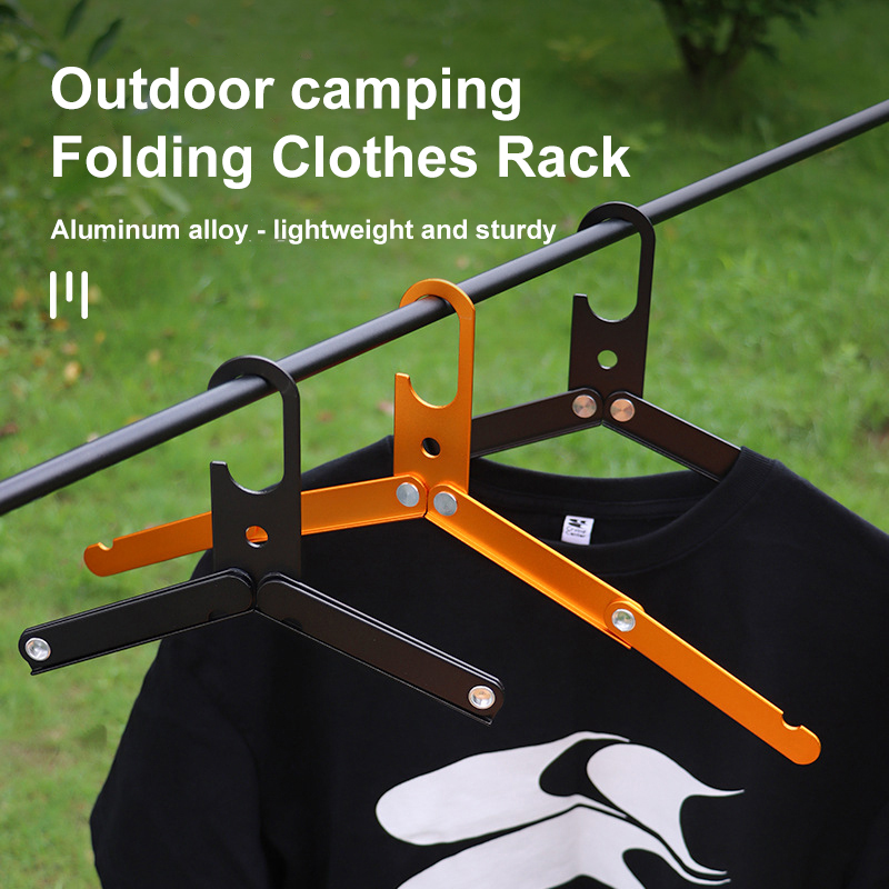 Aluminium Alloy Folding Drying Rack Home Camping Self-Driving Travel Simple Tri-fold Camping Hangers