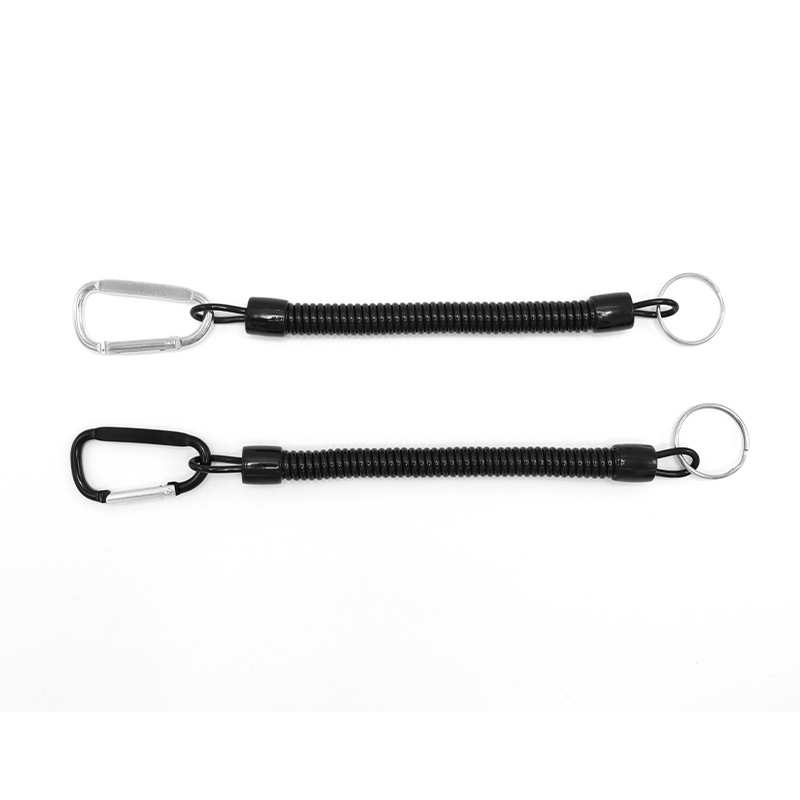 Plastic Black Retractable Spring Coil Spiral Stretch Chain Keychain Key Ring For Men Women Key Holder for Hanging Camping
