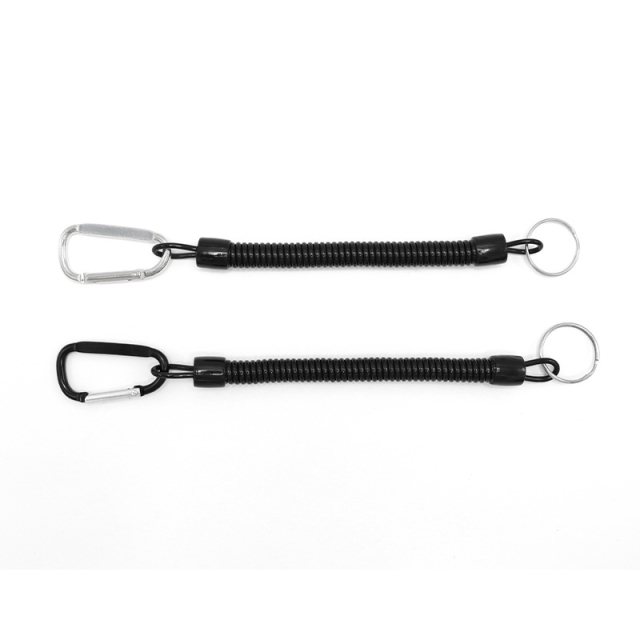 Plastic Black Retractable Spring Coil Spiral Stretch Chain Keychain Key Ring For Men Women Key Holder for Hanging Camping