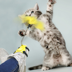 Retractable Cat Feather Toys Teaser Stick Toy Kitten for Indoor Cat Exercise Playing