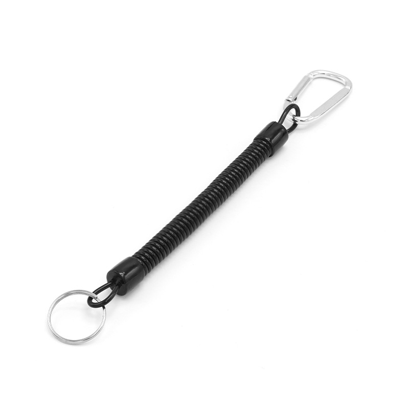 Plastic Black Retractable Spring Coil Spiral Stretch Chain Keychain Key Ring For Men Women Key Holder for Hanging Camping