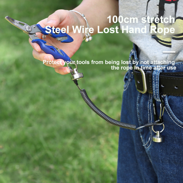 Stainless Steel Magnetic Retractable Rope Lanyard Metal Mountaineering Buckle Wire Rope Keychain