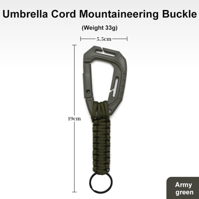 Outdoor Hiking Keychain Umbrella Rope Braided D-shaped Plastic Hook Water Bottle Hanging Anti-loss Buckle