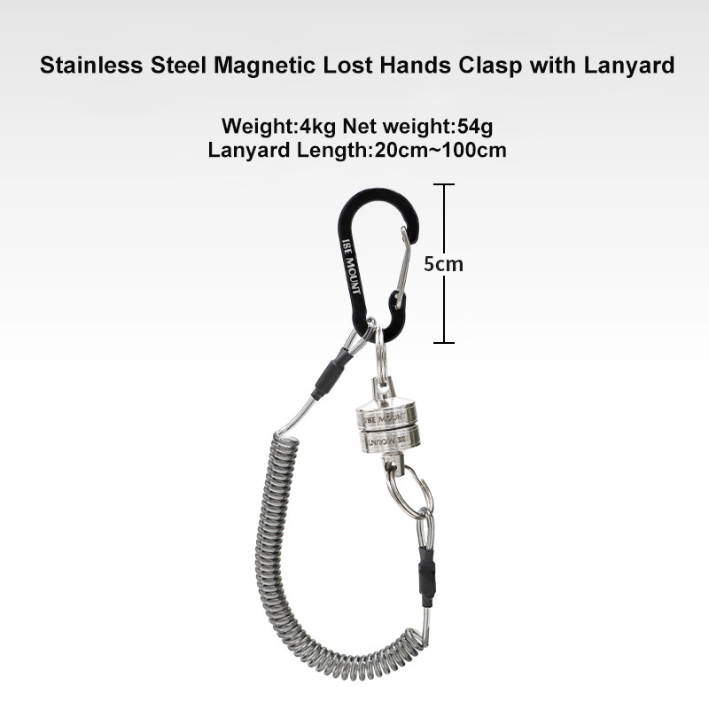 Stainless Steel Magnetic Retractable Rope Lanyard Metal Mountaineering Buckle Wire Rope Keychain