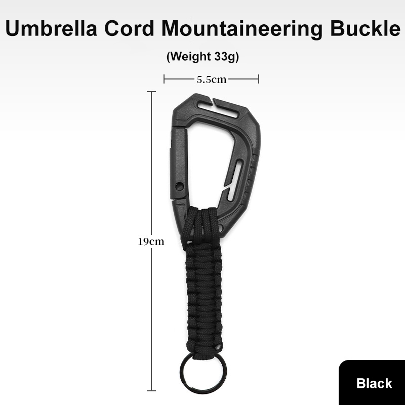 Outdoor Hiking Keychain Umbrella Rope Braided D-shaped Plastic Hook Water Bottle Hanging Anti-loss Buckle