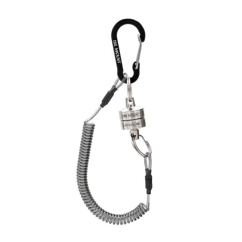 Stainless Steel Magnetic Retractable Rope Lanyard Metal Mountaineering Buckle Wire Rope Keychain