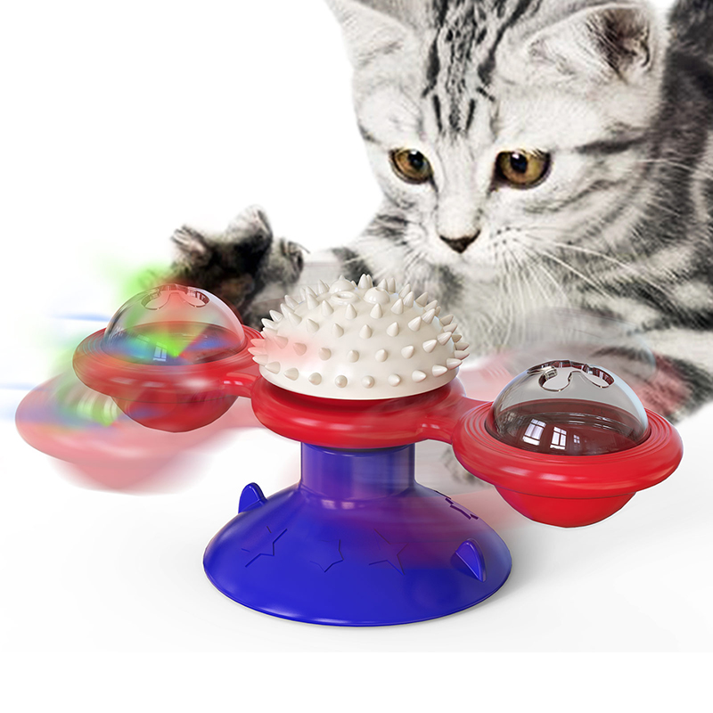 Rotating Windmill Teasing Cat Toys Luminous Mint Rotating Ball Suction Cup Toys Scratching Nibbling Rubbing Hair Pet Supplies