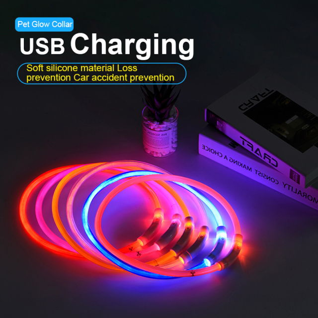 PVC Luminous Pet Collar Usb Rechargeable Dog Glow-in-the-dark Neck LED Collar
