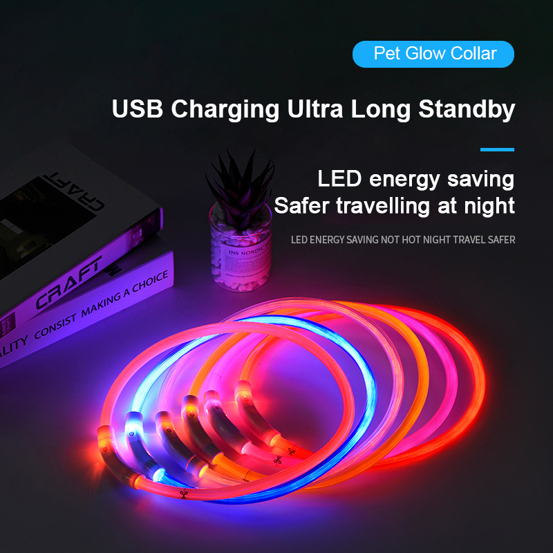 PVC Luminous Pet Collar Usb Rechargeable Dog Glow-in-the-dark Neck LED Collar