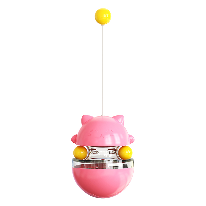 Interactive Cat Food Toys Treat Dispenser Slow Snack Feeder with Double Interactive Balls and Windmill Propeller Tumbler Toy