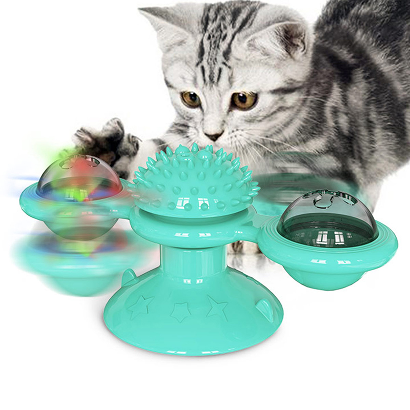 Rotating Windmill Teasing Cat Toys Luminous Mint Rotating Ball Suction Cup Toys Scratching Nibbling Rubbing Hair Pet Supplies