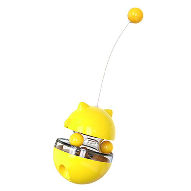 Interactive Cat Food Toys Treat Dispenser Slow Snack Feeder with Double Interactive Balls and Windmill Propeller Tumbler Toy