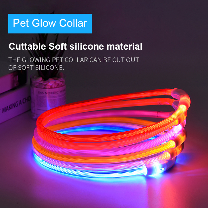 PVC Luminous Pet Collar Usb Rechargeable Dog Glow-in-the-dark Neck LED Collar