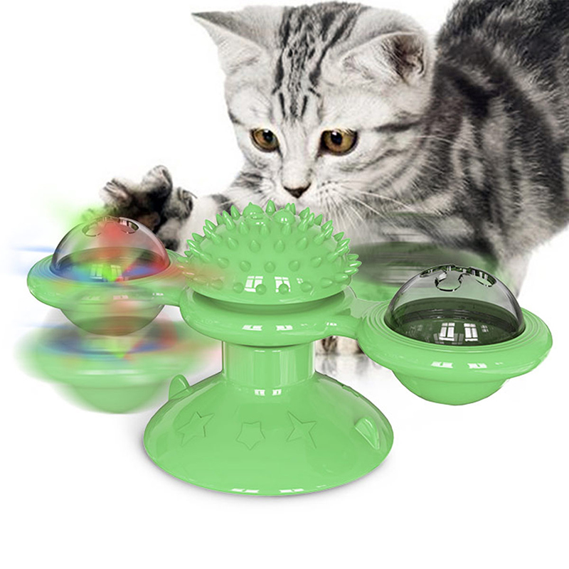 Rotating Windmill Teasing Cat Toys Luminous Mint Rotating Ball Suction Cup Toys Scratching Nibbling Rubbing Hair Pet Supplies