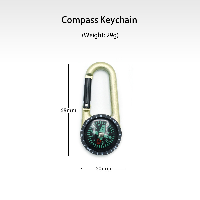 Survival Gear Multifunctional Compass Alloy Mountaineering Buckle Keychain for for Outdoor Hiking Camping