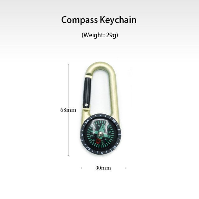 Survival Gear Multifunctional Compass Alloy Mountaineering Buckle Keychain for for Outdoor Hiking Camping