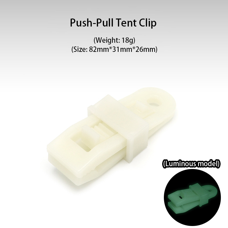 Plastic Glow-in-the-Dark Tent Windproof Fixed Clip with Inverted Pull Point Hook for Outdoor Camping Canopy