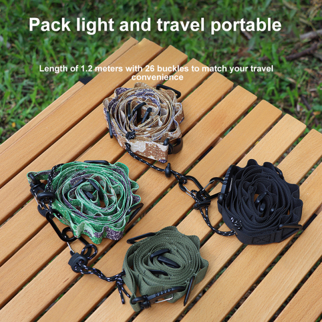 Outdoor Multifunctional 26 Holes Canopy Hanging Buckle Storage Rope Lanyard Clothesline Storage Belt
