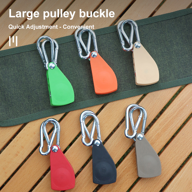 Pulley Rope Tensioning Device with Carabiners Quick Adjustment Secure Rope Ratcheting Tie Down for Canopy Tent Outdoor
