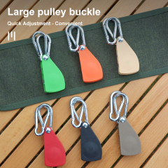 Pulley Rope Tensioning Device with Carabiners Quick Adjustment Secure Rope Ratcheting Tie Down for Canopy Tent Outdoor