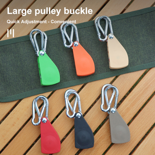 Pulley Rope Tensioning Device with Carabiners Quick Adjustment Secure Rope Ratcheting Tie Down for Canopy Tent Outdoor