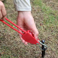 Pulley Rope Tensioning Device with Carabiners Quick Adjustment Secure Rope Ratcheting Tie Down for Canopy Tent Outdoor