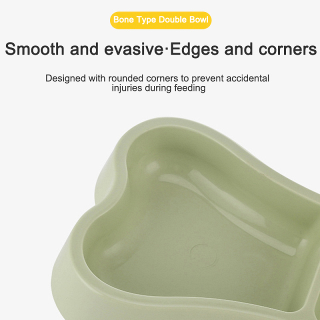 Plastic Food Dog Cat Pet Bowl for Water Dish Travel Double Groove Bone Feeder