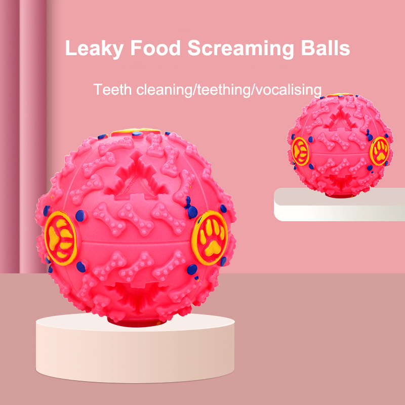 Pet Dog Interactive Squeaky Ball Feeding Food Ball Puzzle Resistant Teeth BiteToy