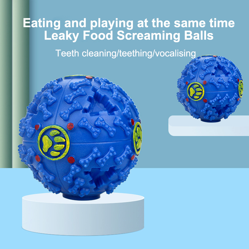 Pet Dog Interactive Squeaky Ball Feeding Food Ball Puzzle Resistant Teeth BiteToy