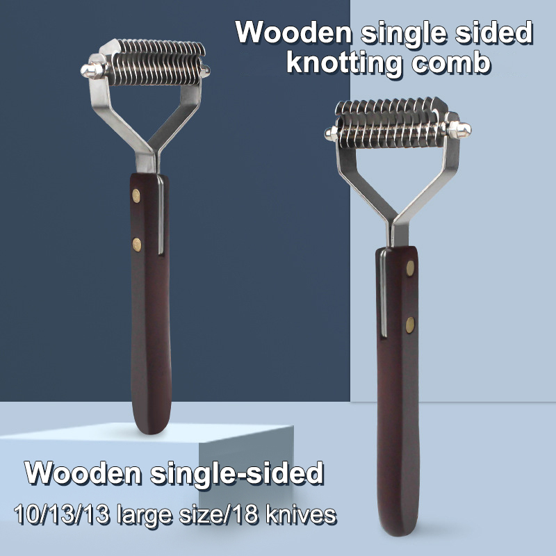 Pet Groomer Brush Removers Knot Cutter Dog Wooden Handle Comb Hair Grooming