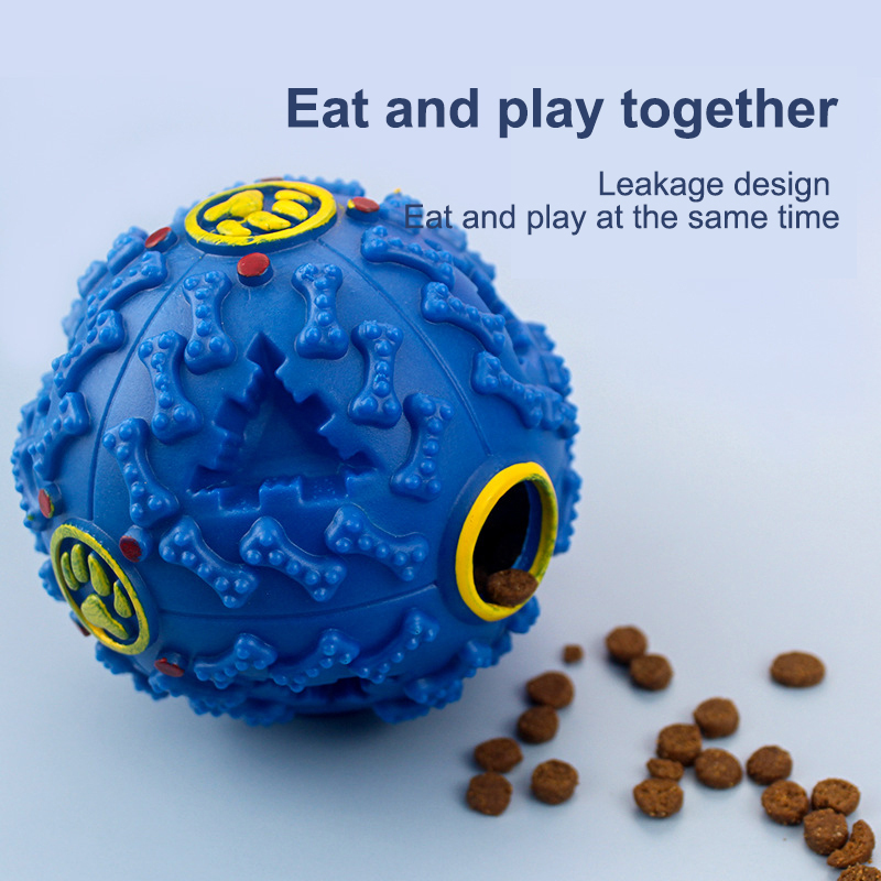 Pet Dog Interactive Squeaky Ball Feeding Food Ball Puzzle Resistant Teeth BiteToy