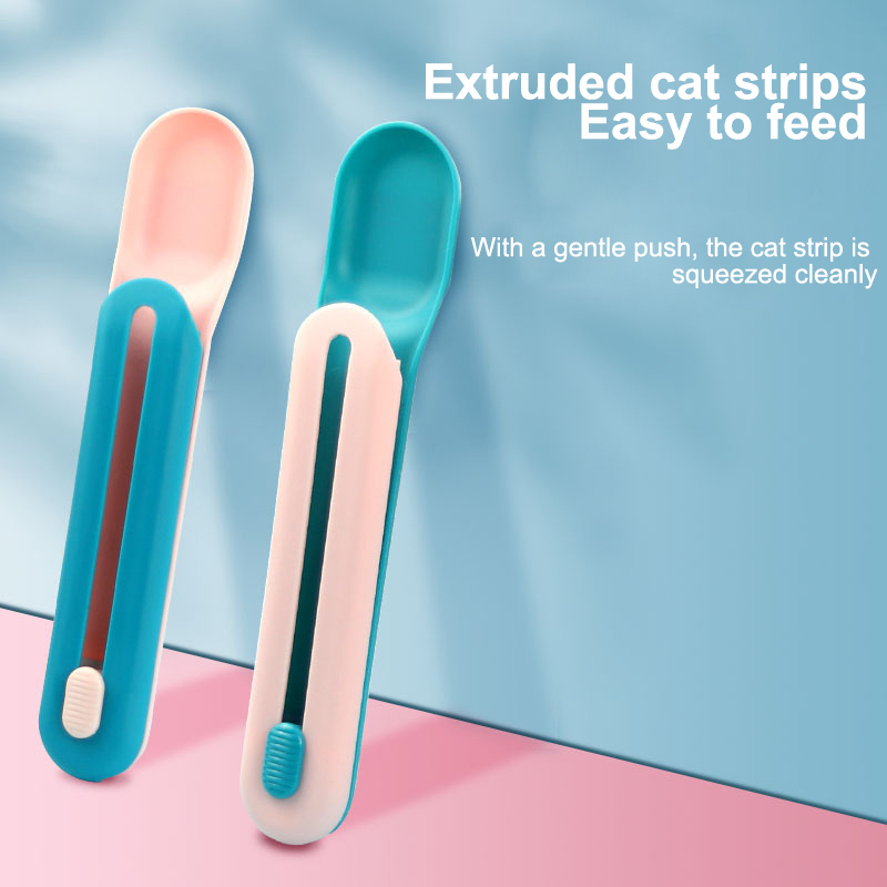 Portable Pet Cat Feeding Scoop Button Pushed Design Food Long Strip Cat Snack Squeezer Feeder Pet Supplies