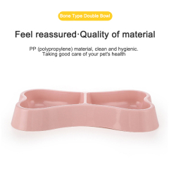 Plastic Food Dog Cat Pet Bowl for Water Dish Travel Double Groove Bone Feeder