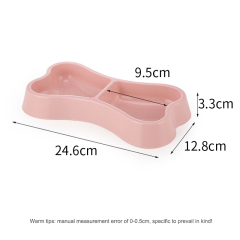 Plastic Food Dog Cat Pet Bowl for Water Dish Travel Double Groove Bone Feeder