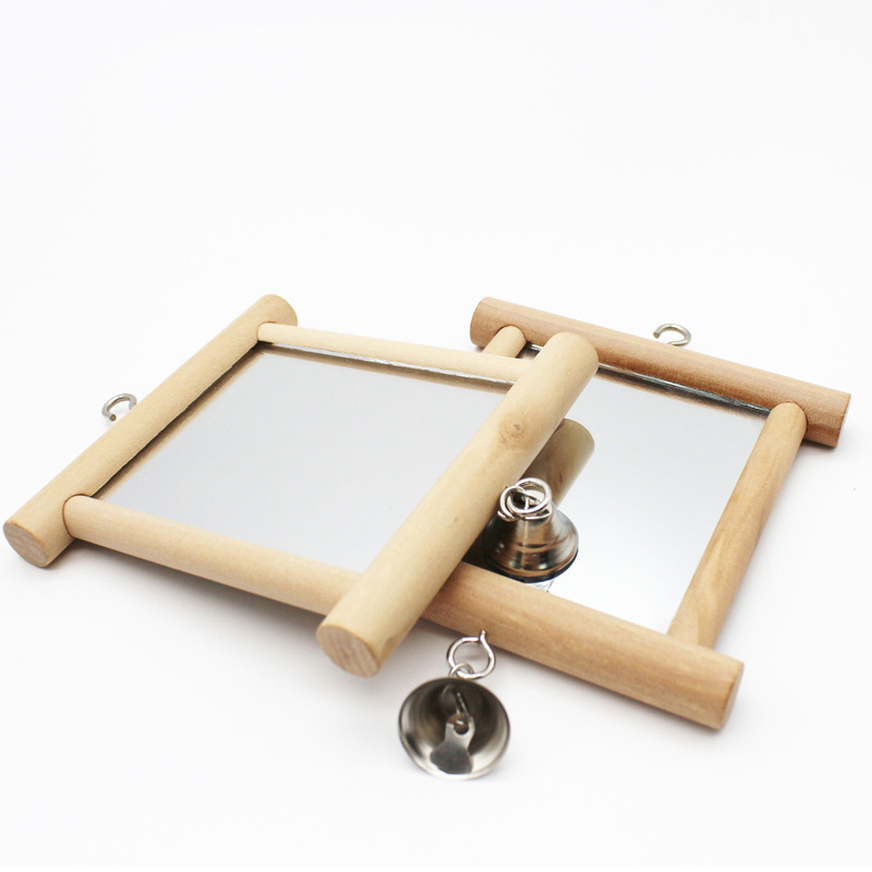 Small & Medium Parrot Supplies Parrot Bell Toys Bird Mirror Standing Bar Accessories