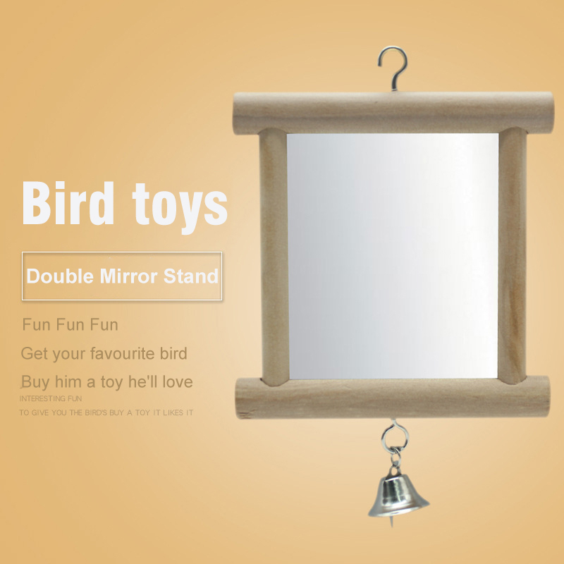 Small & Medium Parrot Supplies Parrot Bell Toys Bird Mirror Standing Bar Accessories