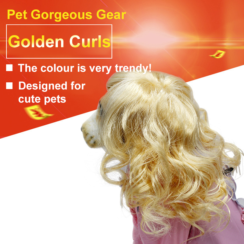Pet Headdress Wig Cute Curly Hair for Small Medium Dog Cat Beauty Headgear