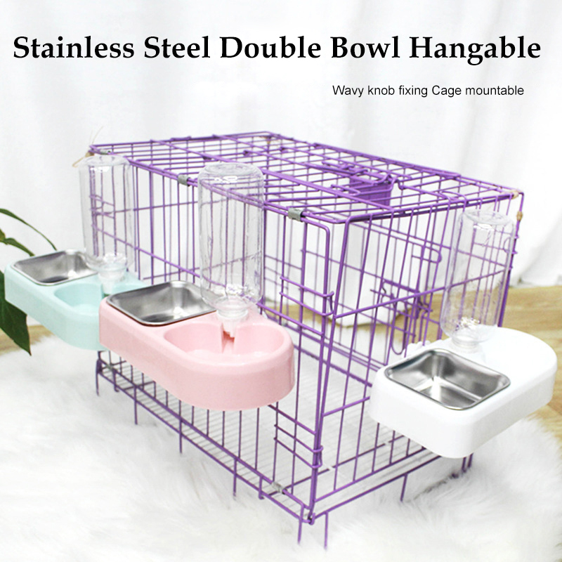 Pet Double-bowl Hanging Type Automatic Drinking Fountain Multifunction Food Bowl Cats Dogs Pet Supplies