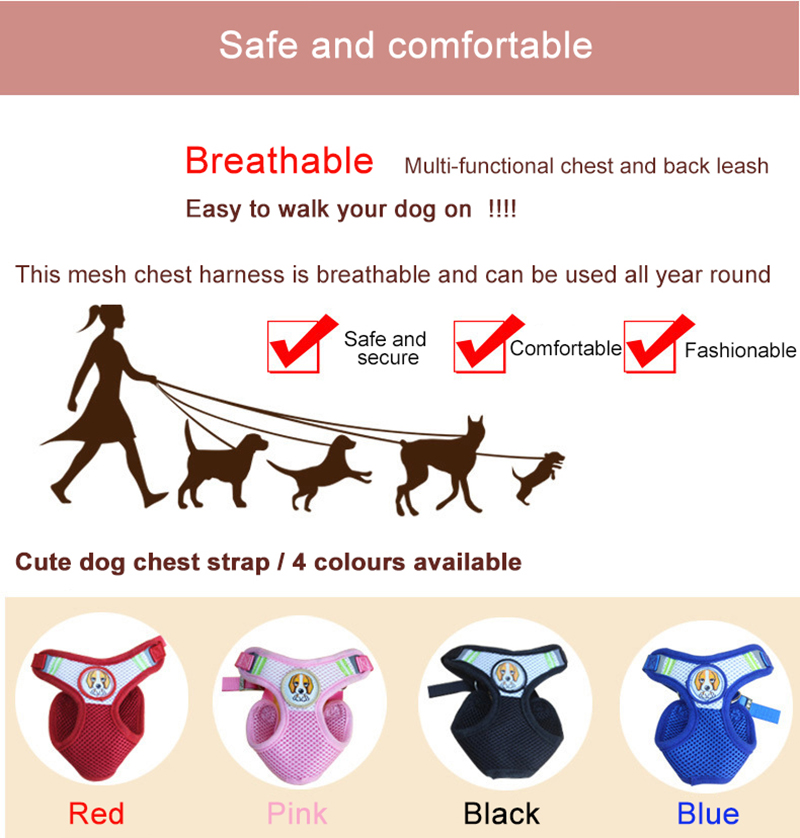 Mesh Pet Puppy Dog Vest Harness for Small Dogs Walking and Leash Set Cat Chain Leads Mascotas Accessory