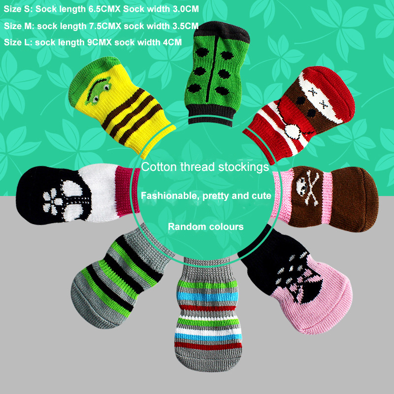 Pet Socks Anti-Slip Knitted Thick Warm Paw Protector Cute Puppy Cat Indoor Wear Boot Dog Socks