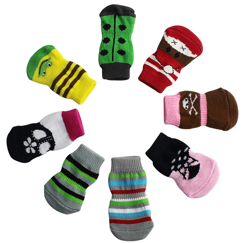 Pet Socks Anti-Slip Knitted Thick Warm Paw Protector Cute Puppy Cat Indoor Wear Boot Dog Socks